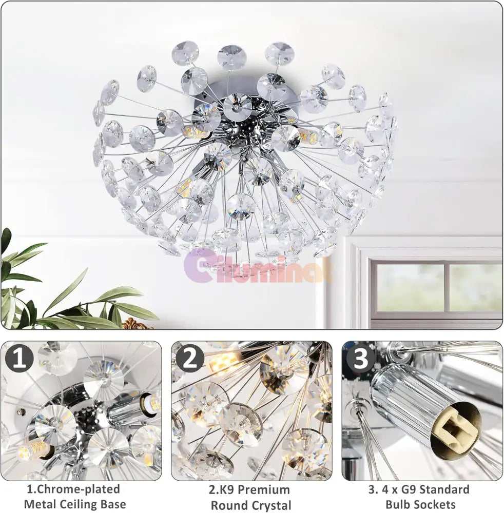 Lustra Aplicata Crystal Dandelion Silver Lighting Fixtures