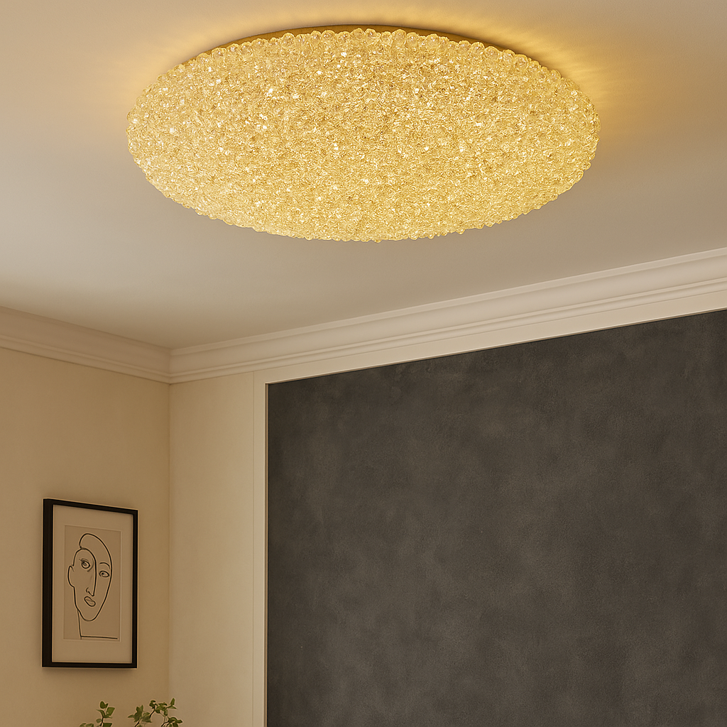Lustra Aplicata Crystal Golden Sponge Dome Lighting Fixtures
