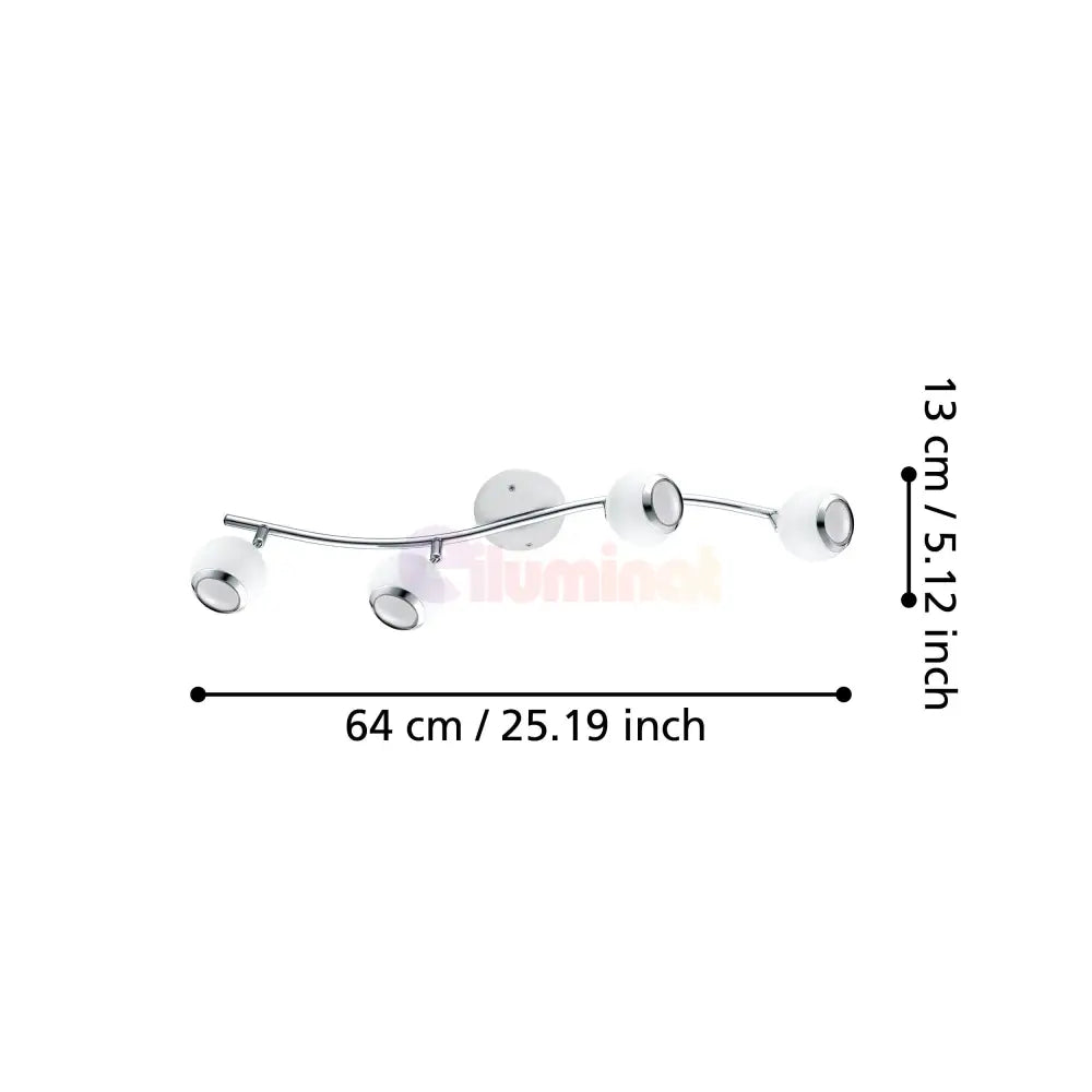 Lustra BIMEDA cu 4 Spoturi White & Silver 64CM 64CM Chandeliers