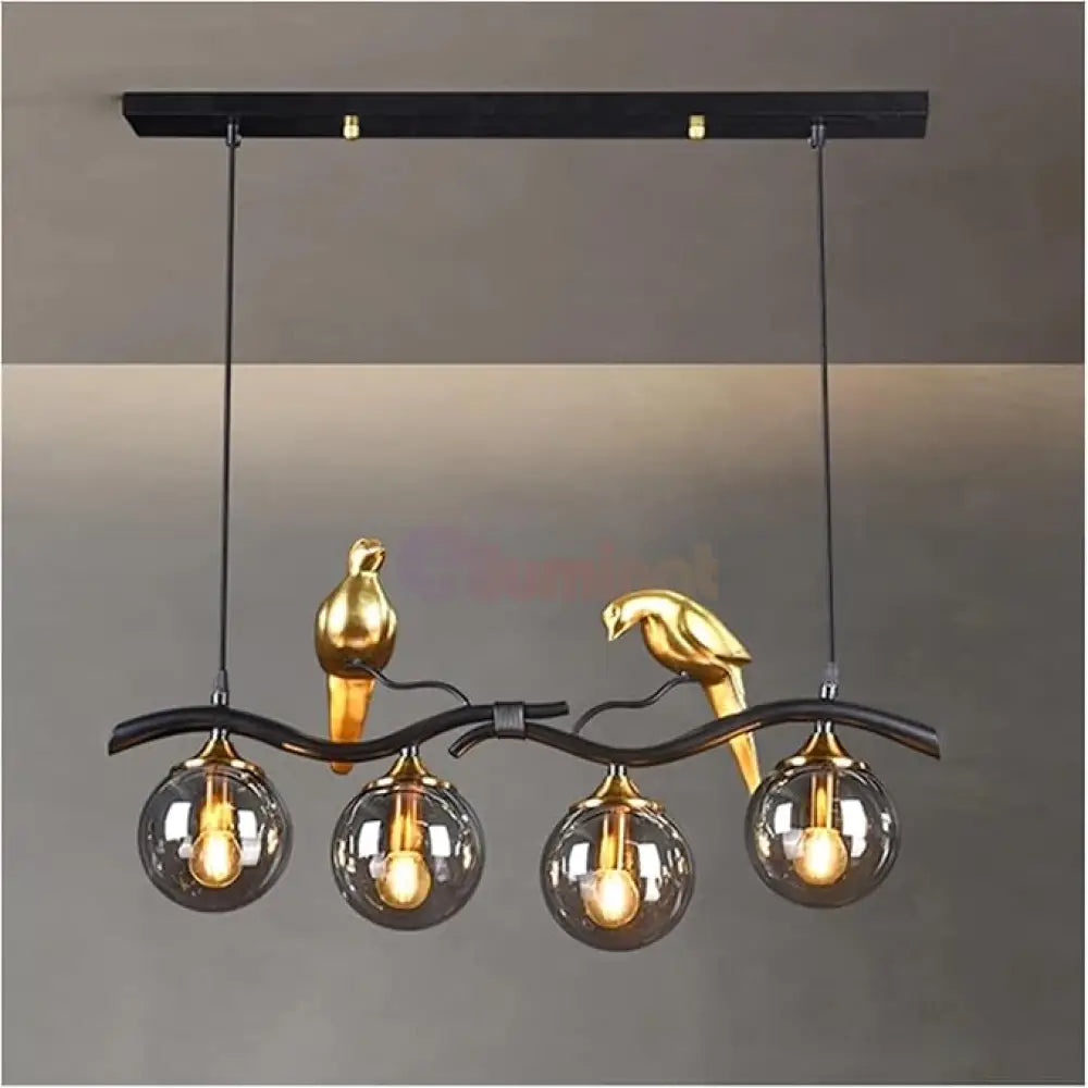 Lustra Birdy BLACK & GOLD Abajur Fumuriu 4xE14 NEGRU + AURIU / ABAJUR Chandeliers