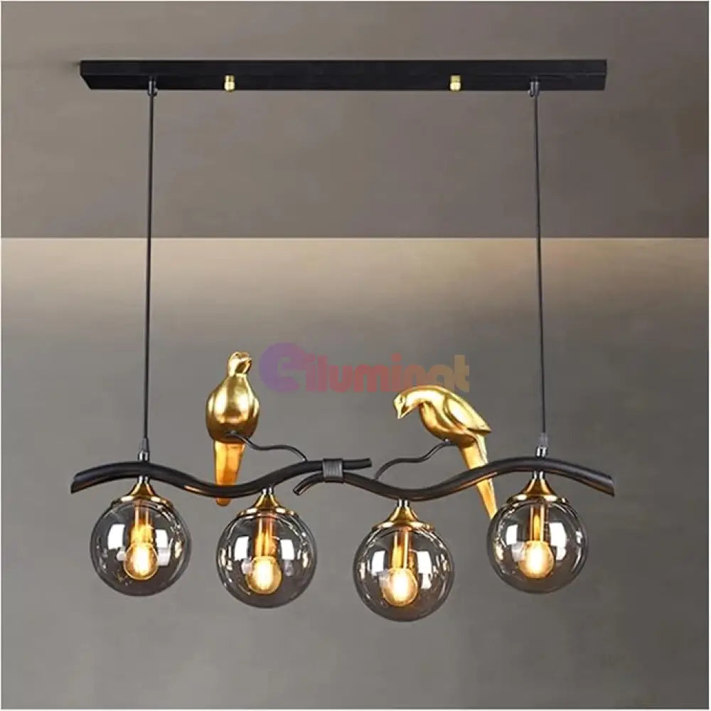 Lustra Birdy BLACK & GOLD Abajur Fumuriu 4xE14 NEGRU + AURIU / ABAJUR Chandeliers