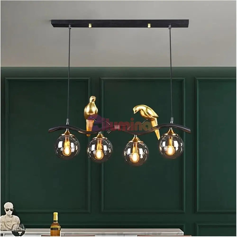 Lustra Birdy BLACK & GOLD Abajur Fumuriu 4xE14 NEGRU + AURIU / ABAJUR Chandeliers