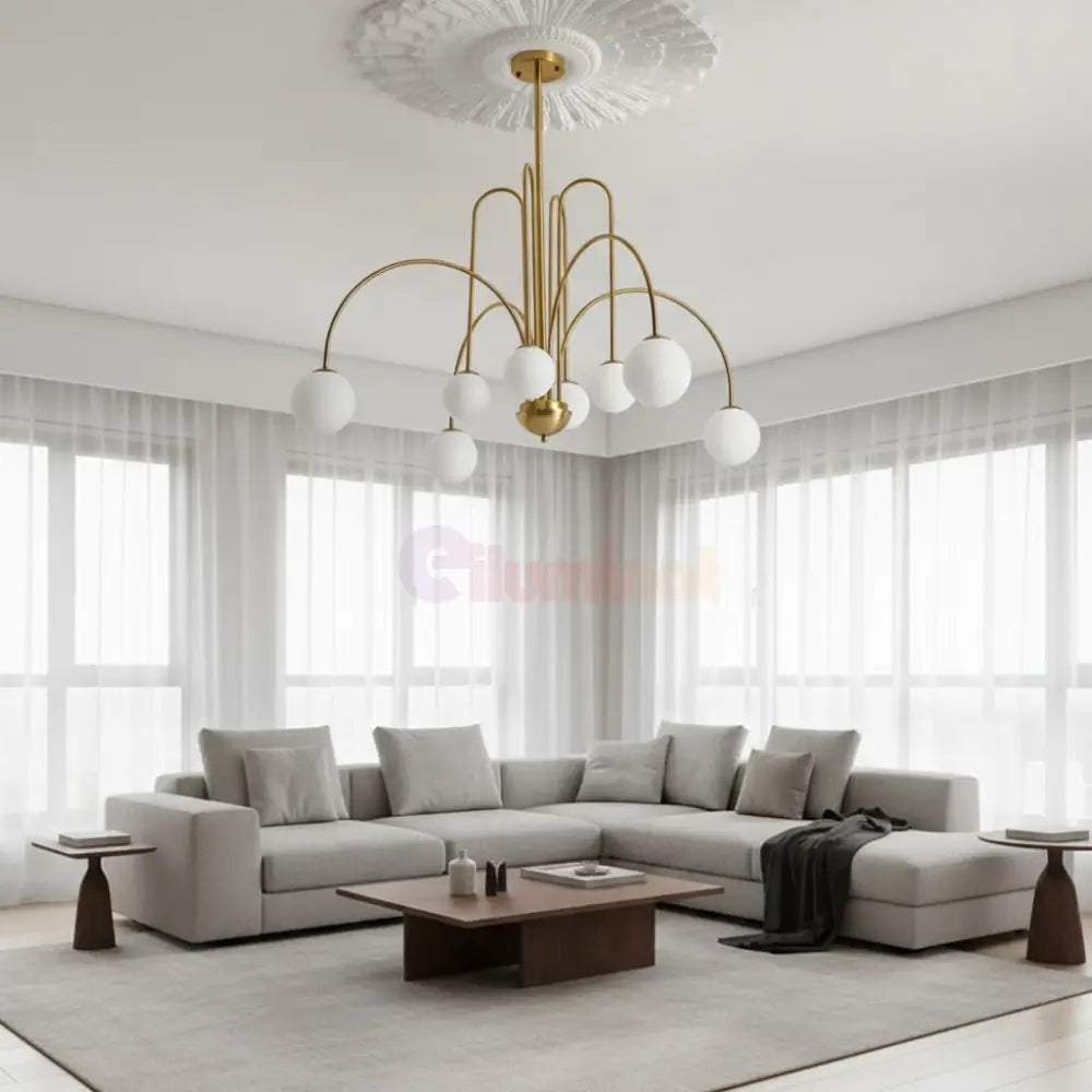Lustra CARO Gold Abajur Mat 8xG9 Chandeliers