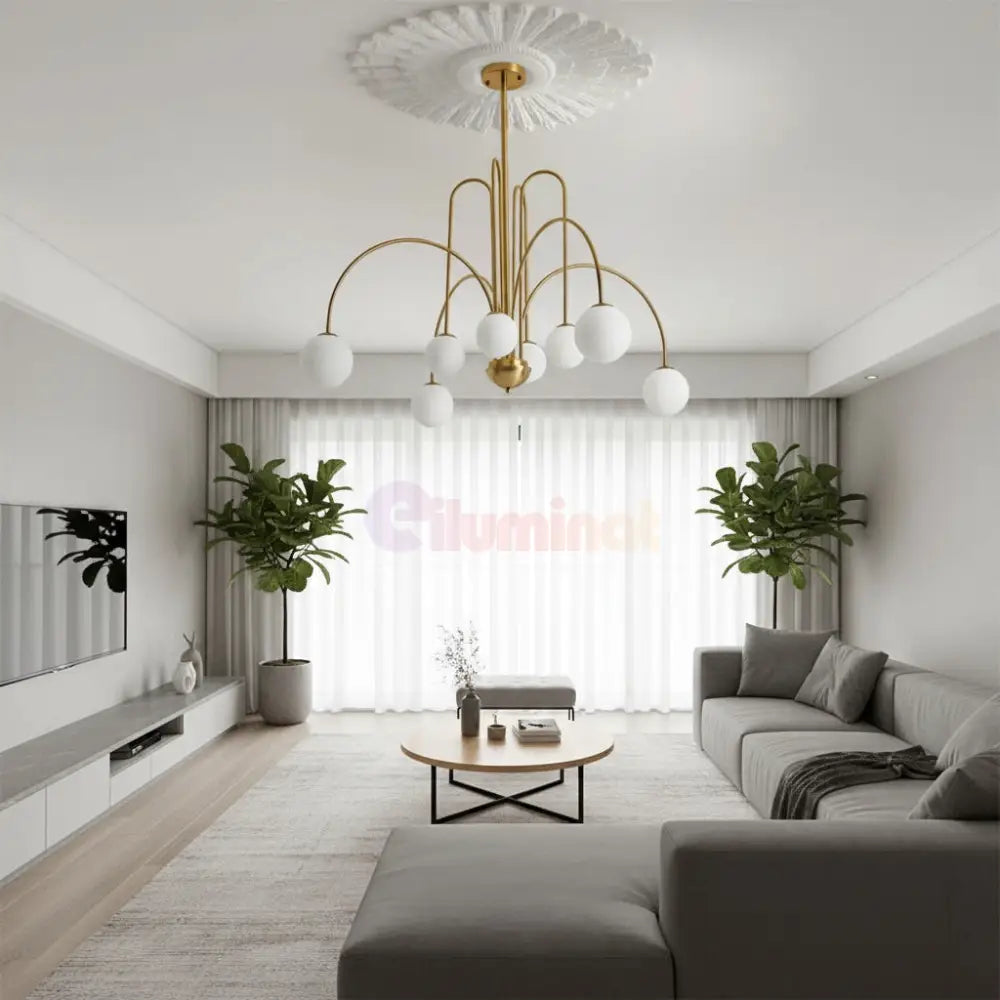 Lustra CARO Gold Abajur Mat 8xG9 Chandeliers