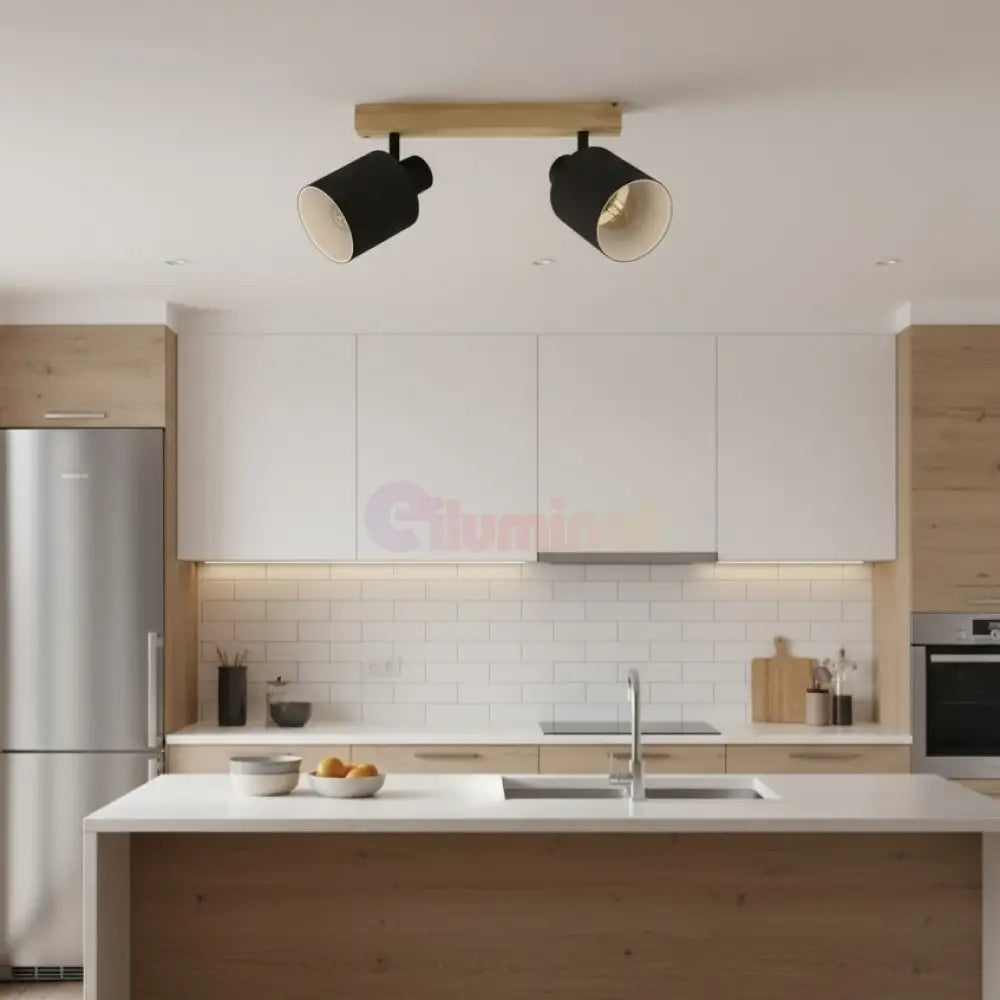 Lustra cu 2 Spoturi BATALLAS Black & Brown Chandeliers