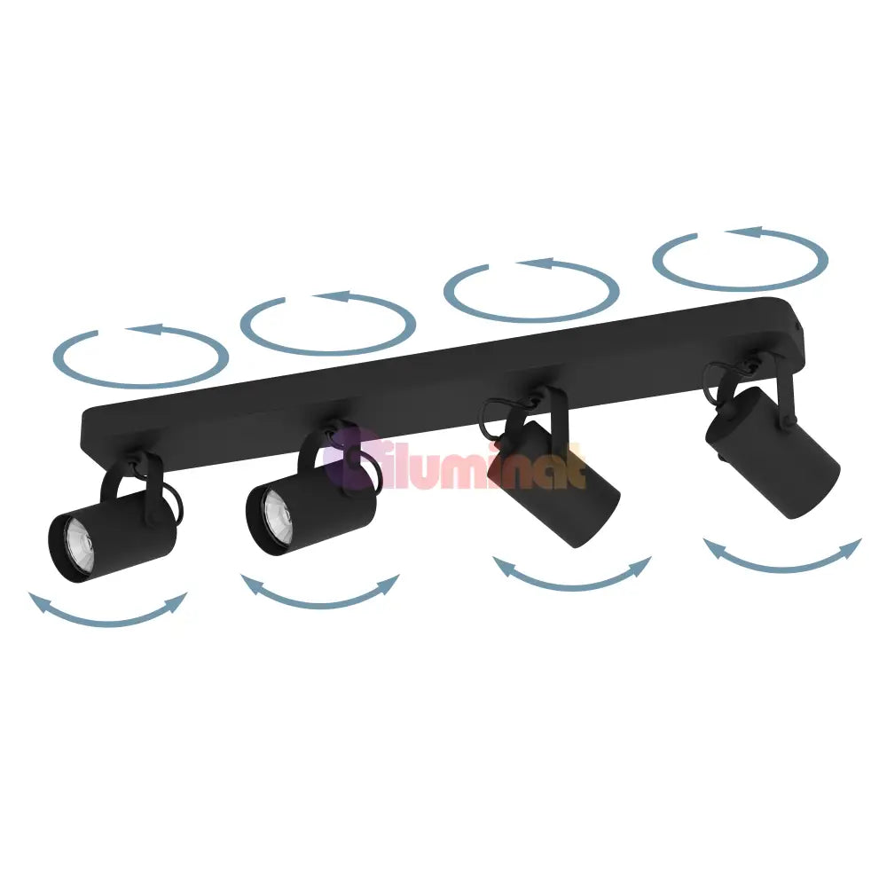Lustra Cu 4 Spoturi Reglabile Black SOREGO EGLO NEAGRA Lighting Fixtures