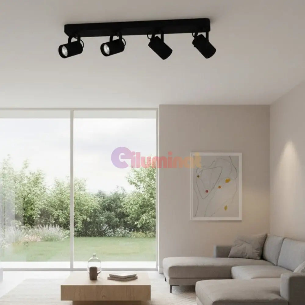 Lustra Cu 4 Spoturi Reglabile Black SOREGO EGLO NEAGRA Lighting Fixtures