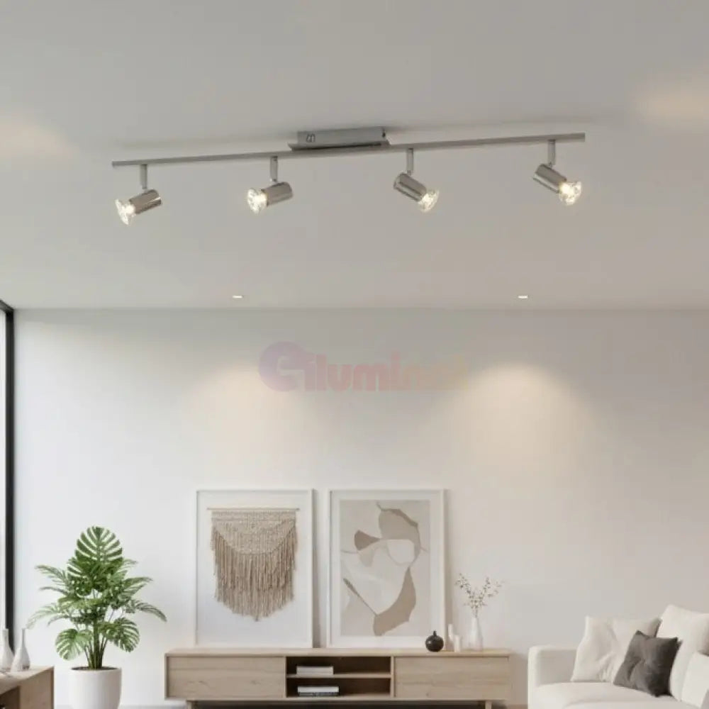Lustra Cu 4 Spoturi Reglabile Silver ROTTELO 78CM ARGINTIE Lighting Fixtures