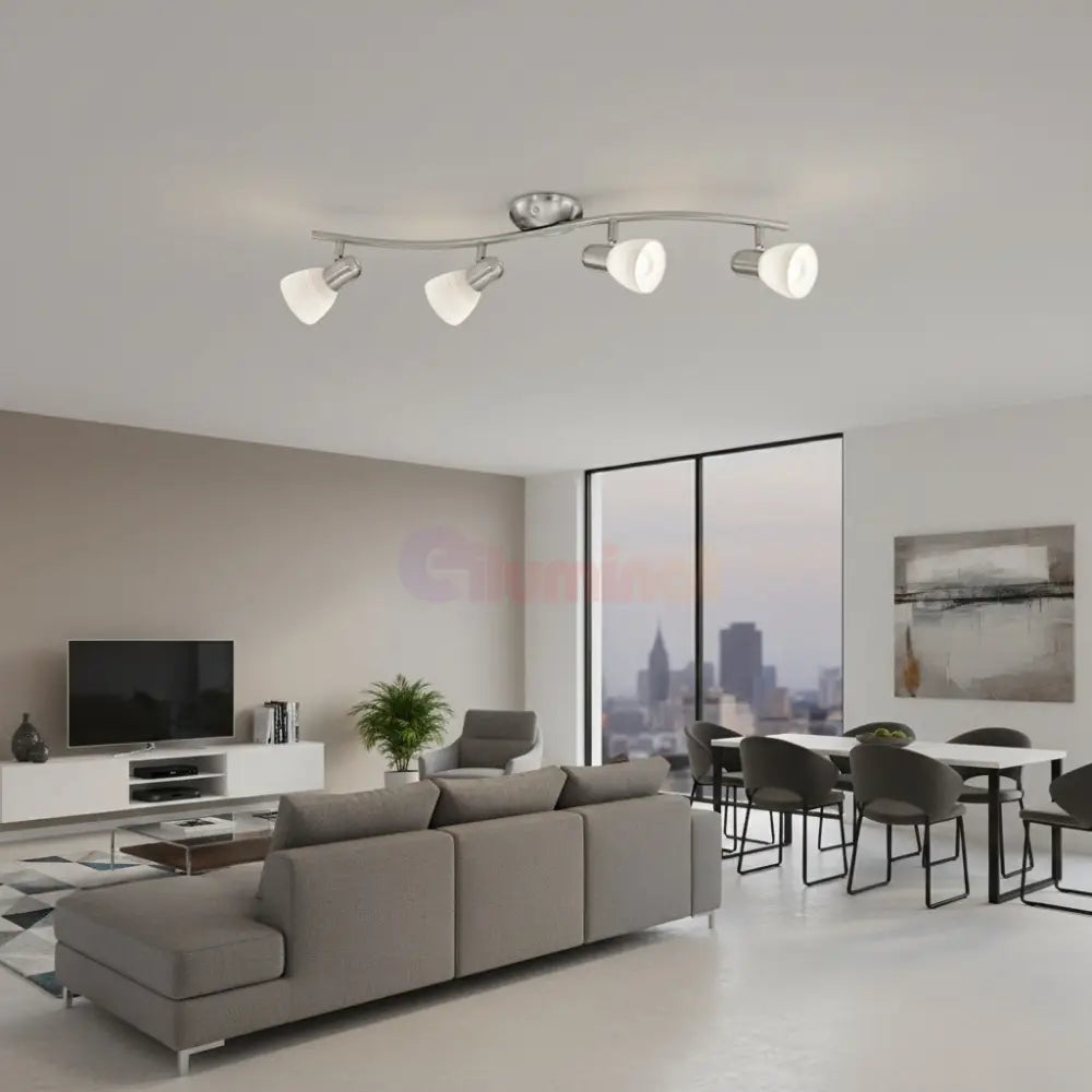Lustra DAKAR 1 cu 4 Spoturi White & Silver 65CM 65CM Chandeliers
