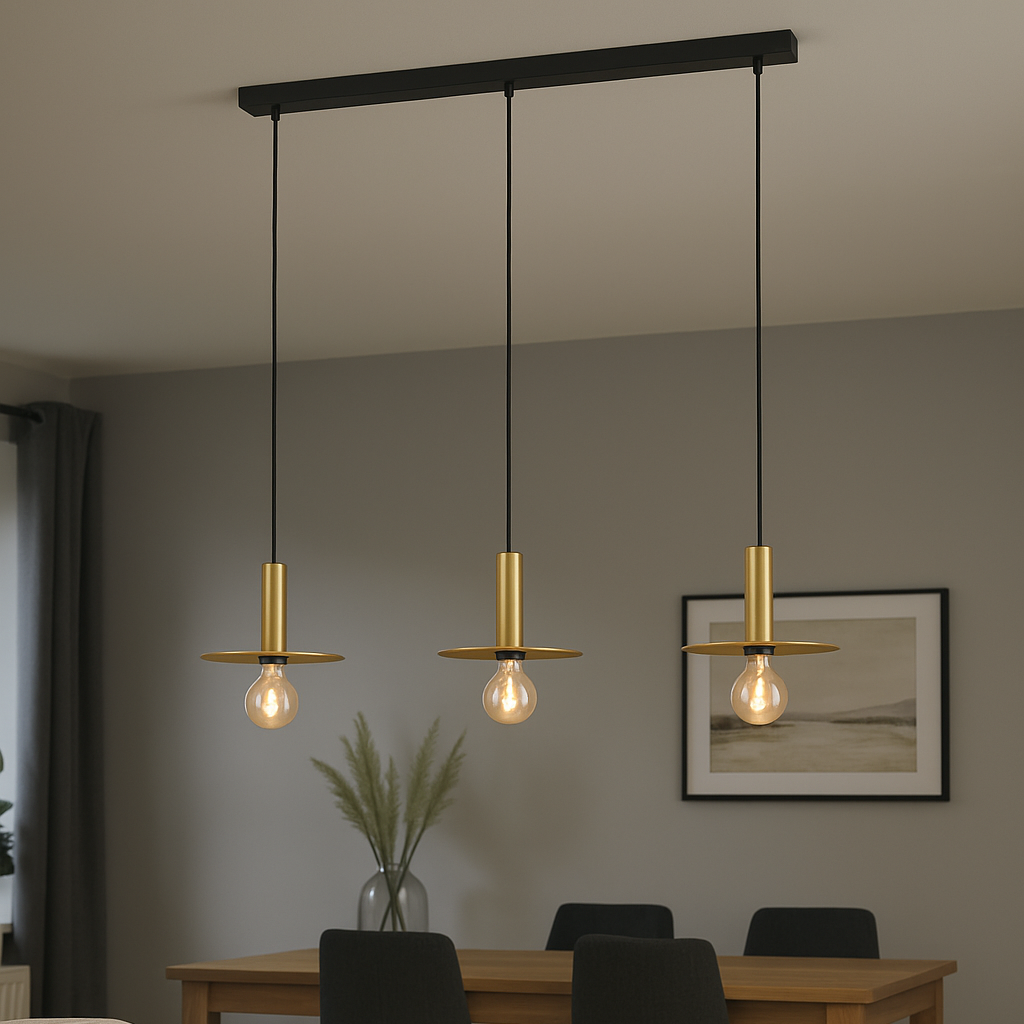 Lustra 3XE27 ESCANDELL 900732 NEGRU + AURIU / VINTAGE SI RETRO DESIGN Lighting Fixtures