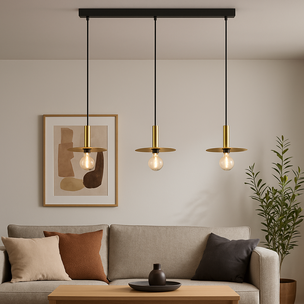 Lustra 3XE27 ESCANDELL 900732 NEGRU + AURIU / VINTAGE SI RETRO DESIGN Lighting Fixtures