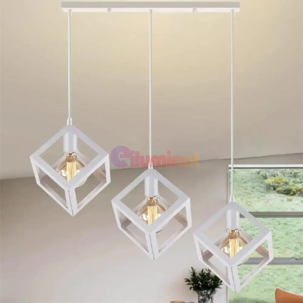 Lustra Fedra Cub Alb Vintage Suport Liniar Lighting Fixtures