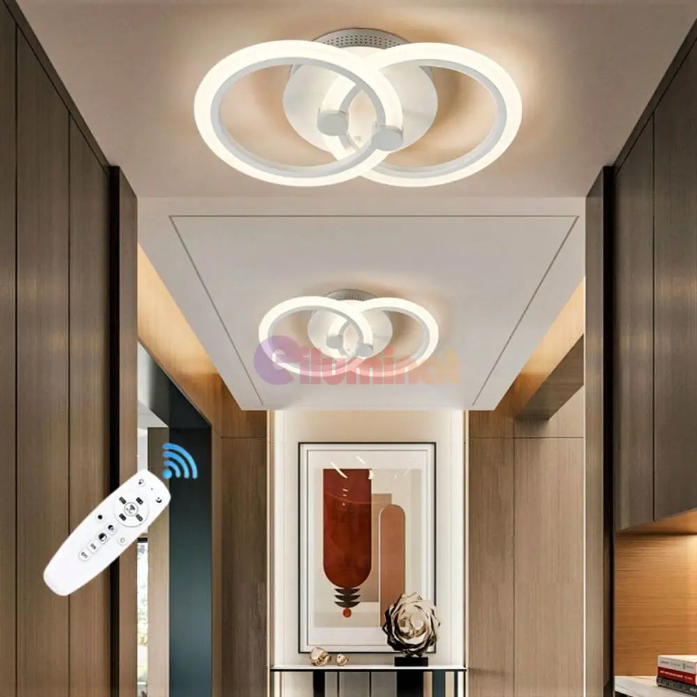 Lustra Led 1 + 1 Circle Design Alb Echivalent 300W Telecomanda Lighting Fixtures