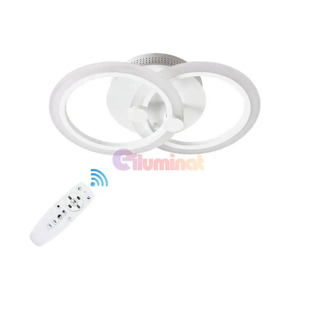 Lustra Led 1 + 1 Circle Design Alb Echivalent 300W Telecomanda Lighting Fixtures