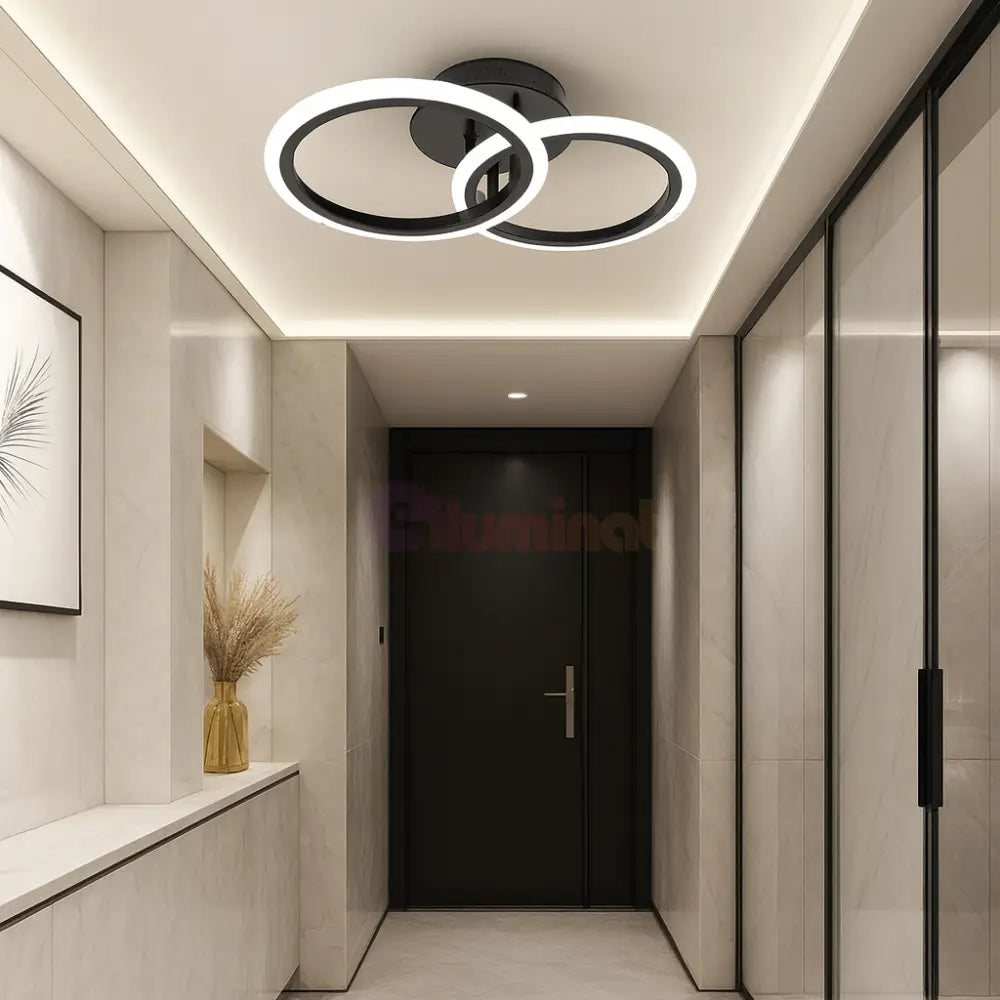 Lustra LED 1 + 1 Circle Design Black Echivalent 300W Telecomanda NEAGRA / CIRCLE DESIGN Lighting Fixtures