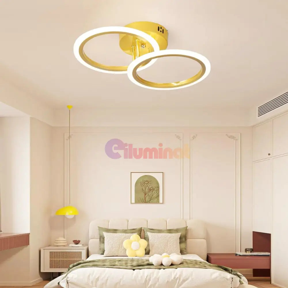 Lustra LED 1 + 1 Circle Design Gold Echivalent 300W Telecomanda AURIE / 40CM / CIRCLE DESIGN Lighting Fixtures