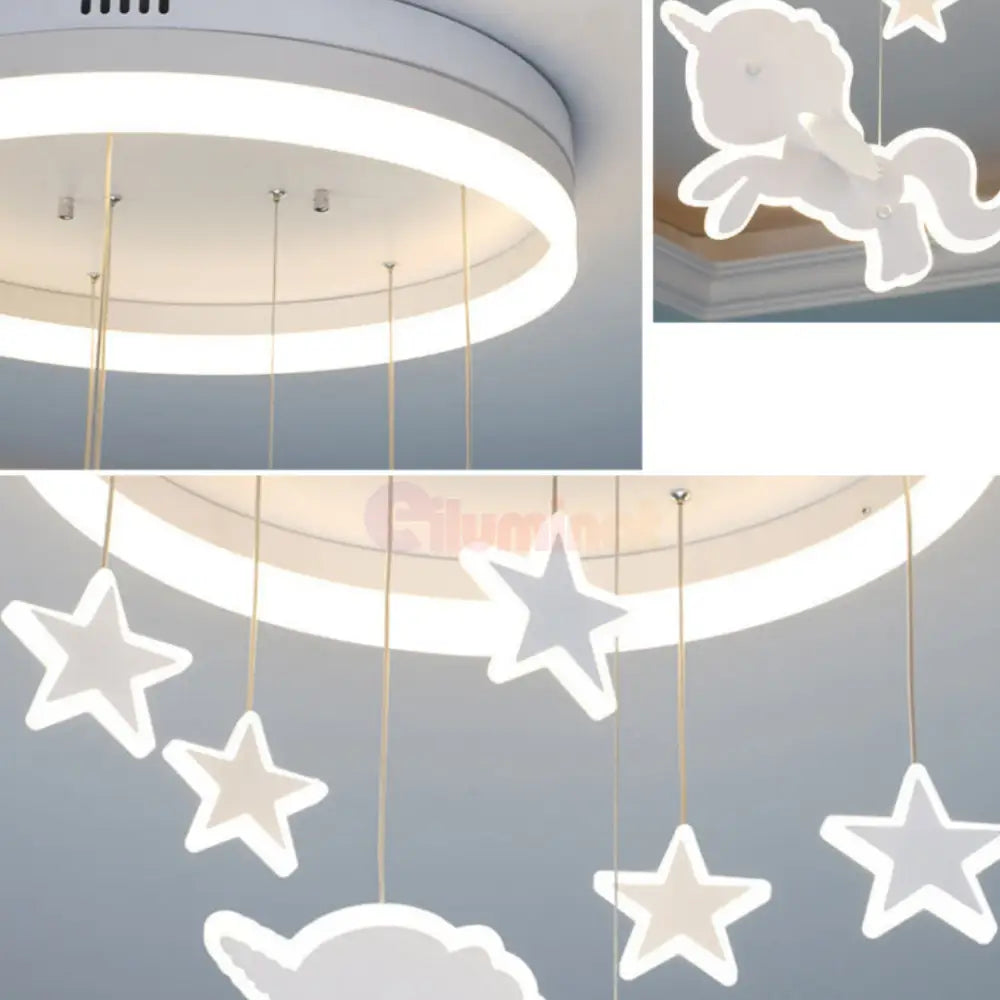 Lustra LED 100W Starry Unicorn Telecomanda 5305 ALBA / 50CM / KIDS Lighting Fixtures