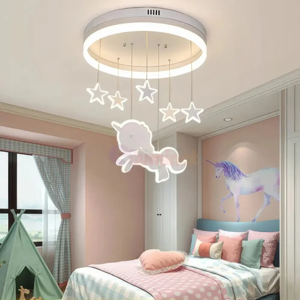 Lustra LED 100W Starry Unicorn Telecomanda 5305 ALBA / 50CM / KIDS Lighting Fixtures