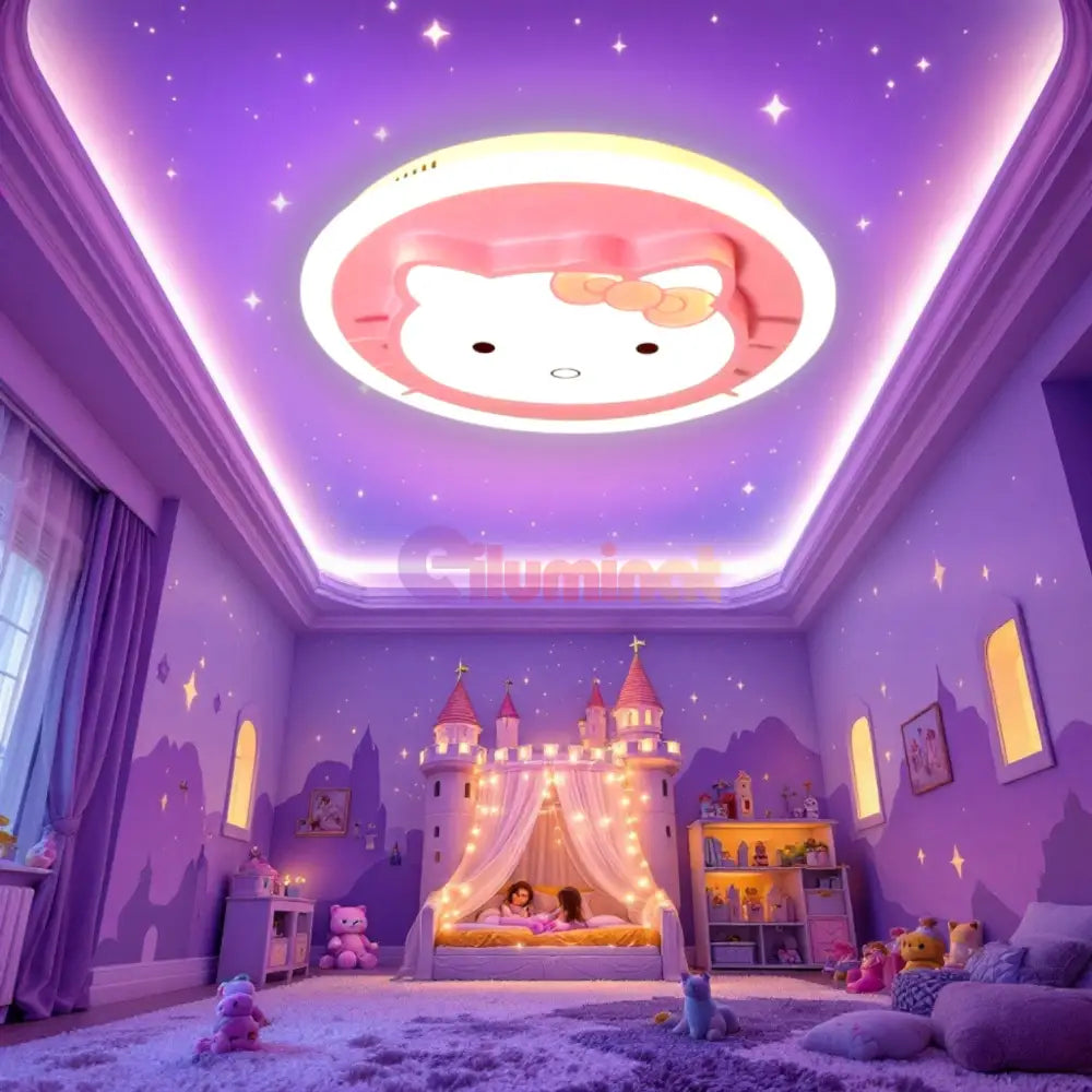 Lustra LED 104W Pink Kitty Telecomanda Echivalent 400W KIDS Lighting Fixtures