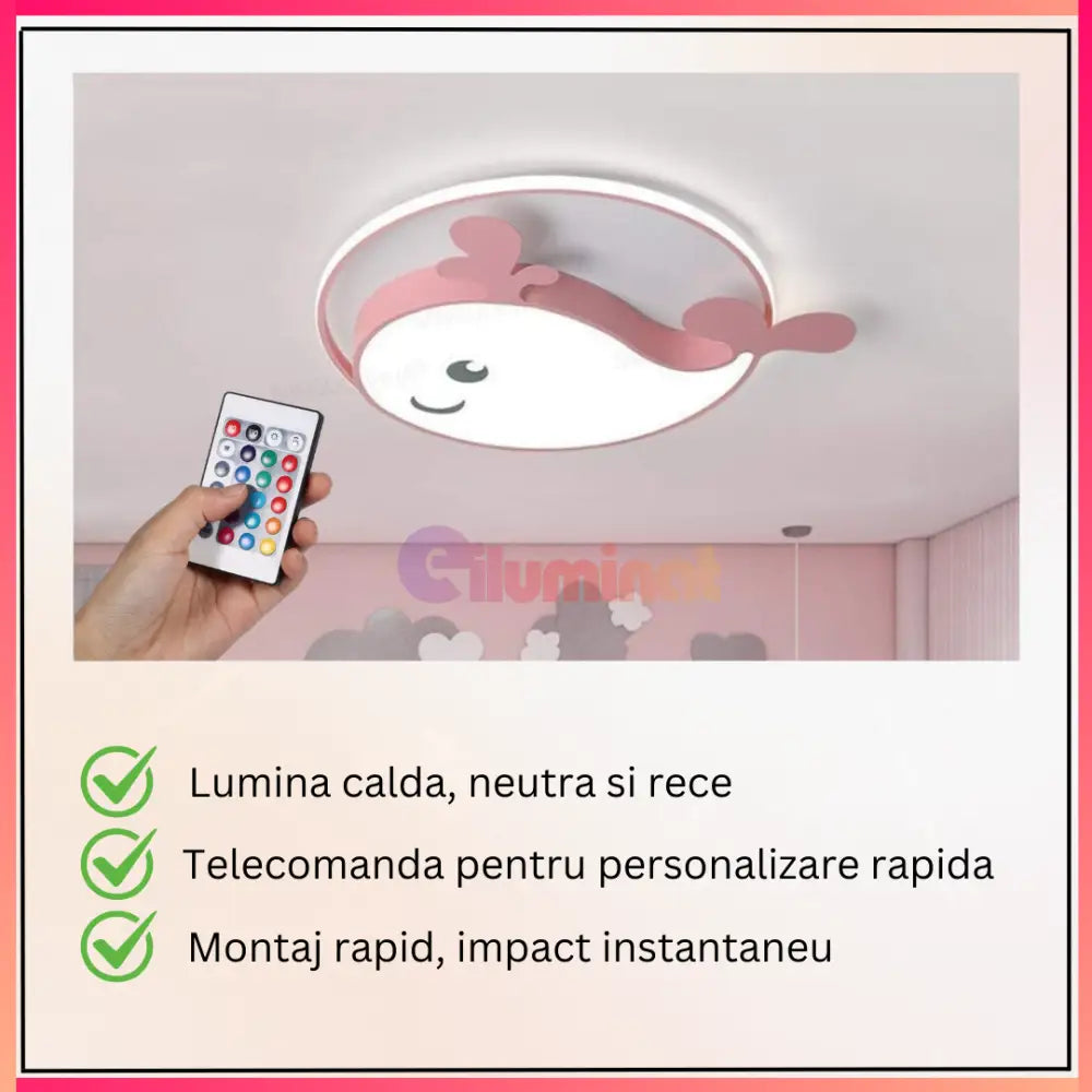 Plafoniera LED 104W Whale Tale cu Telecomanda KIDS Lighting Fixtures
