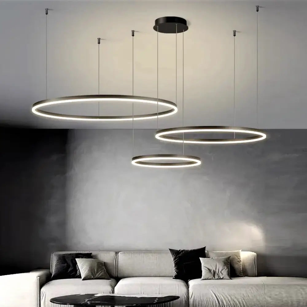 Lustra Led 104W Wonderland Brown 3 Segmente Mobile Telecomanda - 40 + 60 + 80Cm Ceiling Light