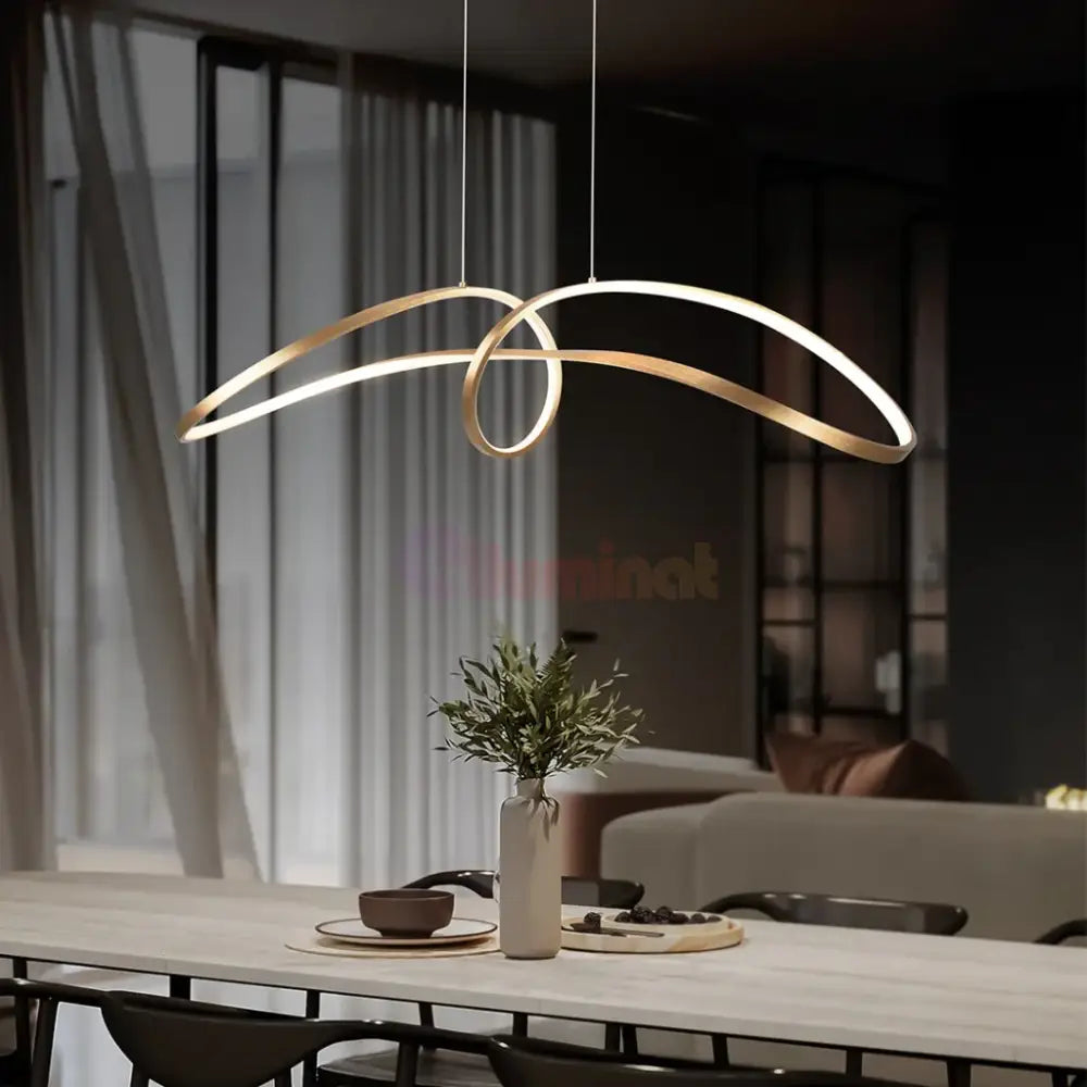 Lustra Led 108W Suspendata Eliptic Gold Smart Lighting Fixtures