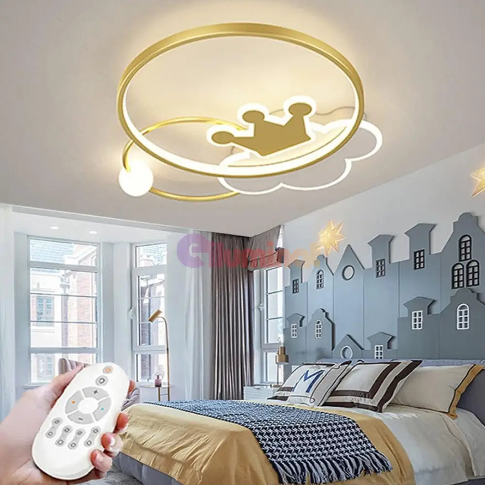 Lustra LED 110W Gold Majesty Telecomanda Echivalent 300W KIDS Lighting Fixtures