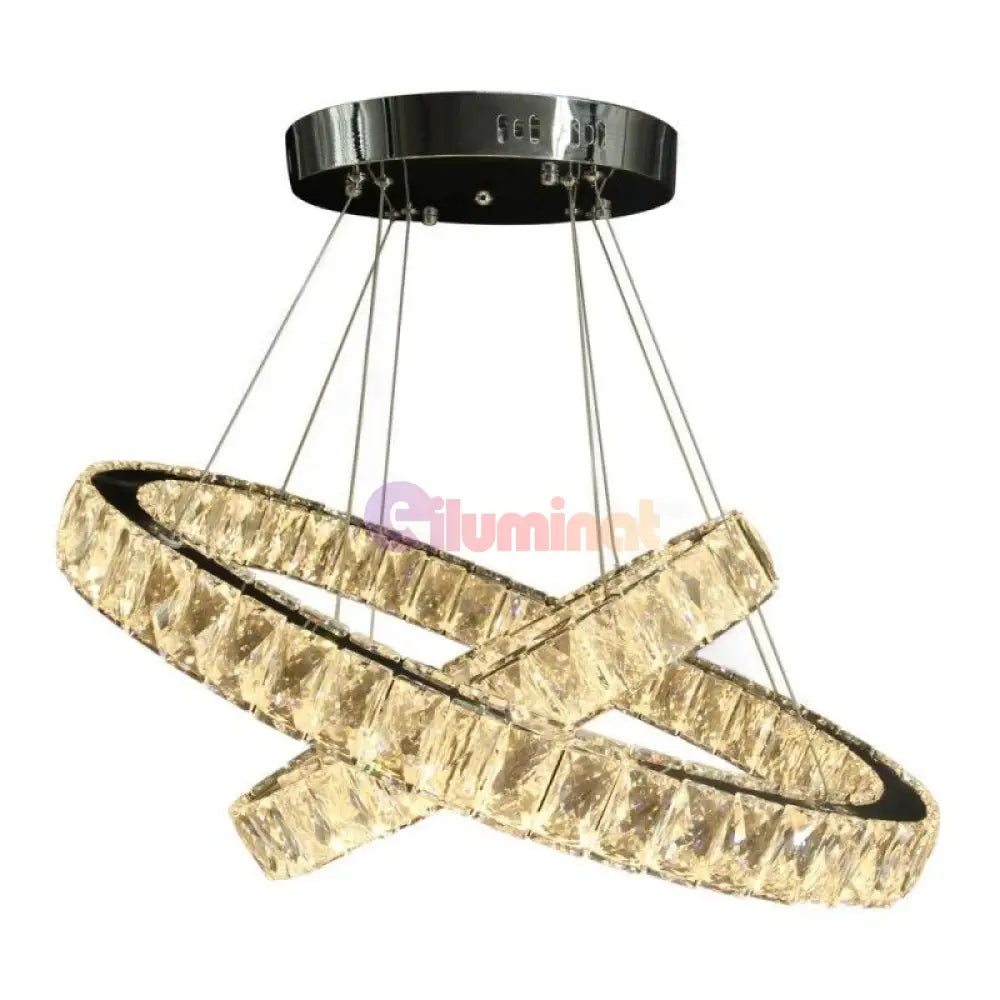 Lustra Led 120W Cristal 2 Segmente Ovale Telecomanda Lighting Fixtures