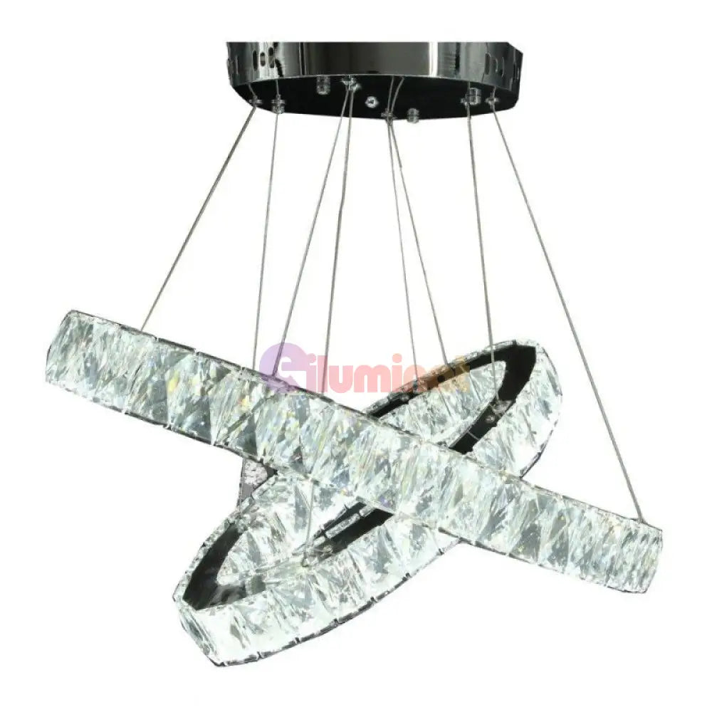 Lustra Led 120W Cristal 2 Segmente Ovale Telecomanda Lighting Fixtures