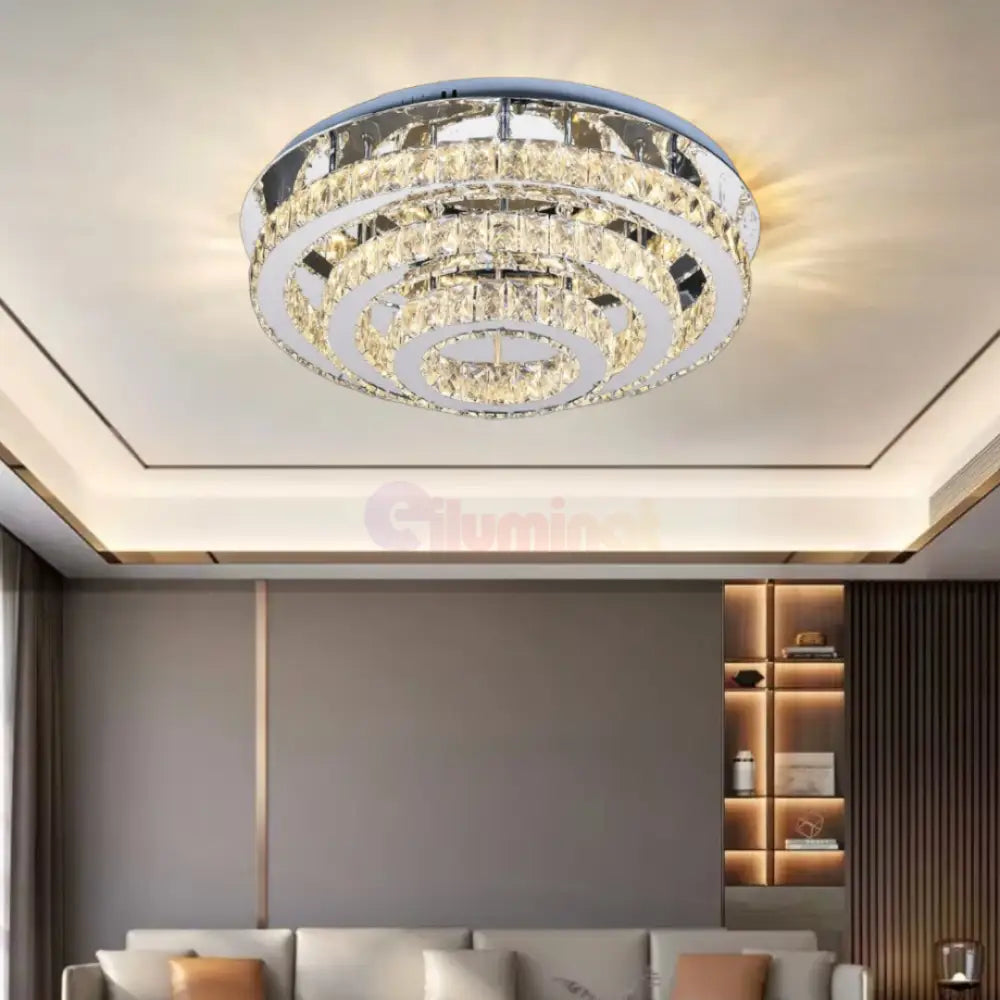 Lustra LED Exquisite Round Cristal Echivalent 400W Telecomanda CHROME / 40CM / CRISTAL Chandeliers