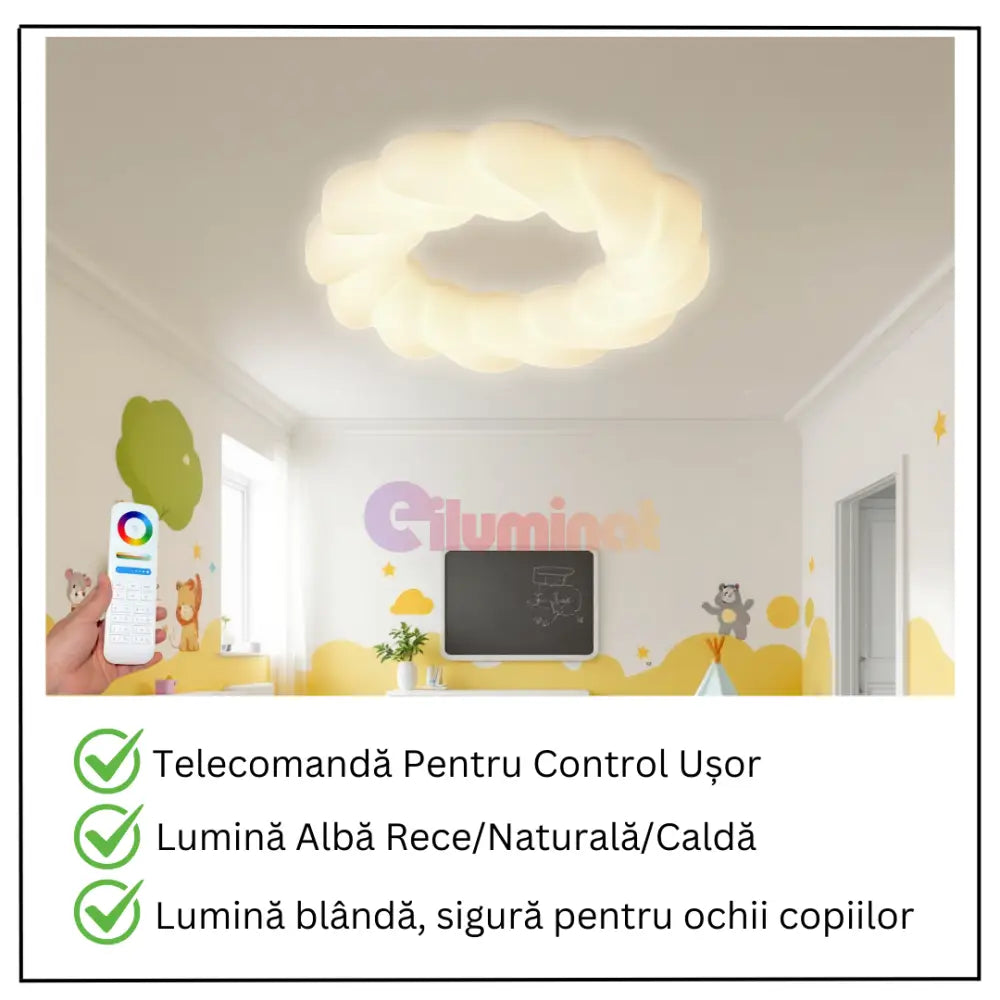Lustra LED 120W Fluffy Cloud Telecomanda 5571 (XD) ALBA / 49CM / KIDS Lighting Fixtures