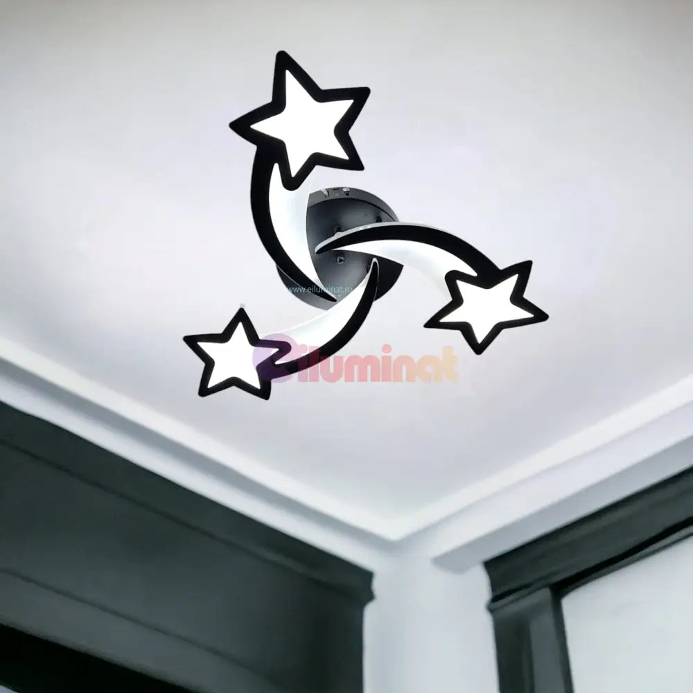 Lustra Led 120W Mini Star Design Black Echivalent 400W Telecomanda Lighting Fixtures