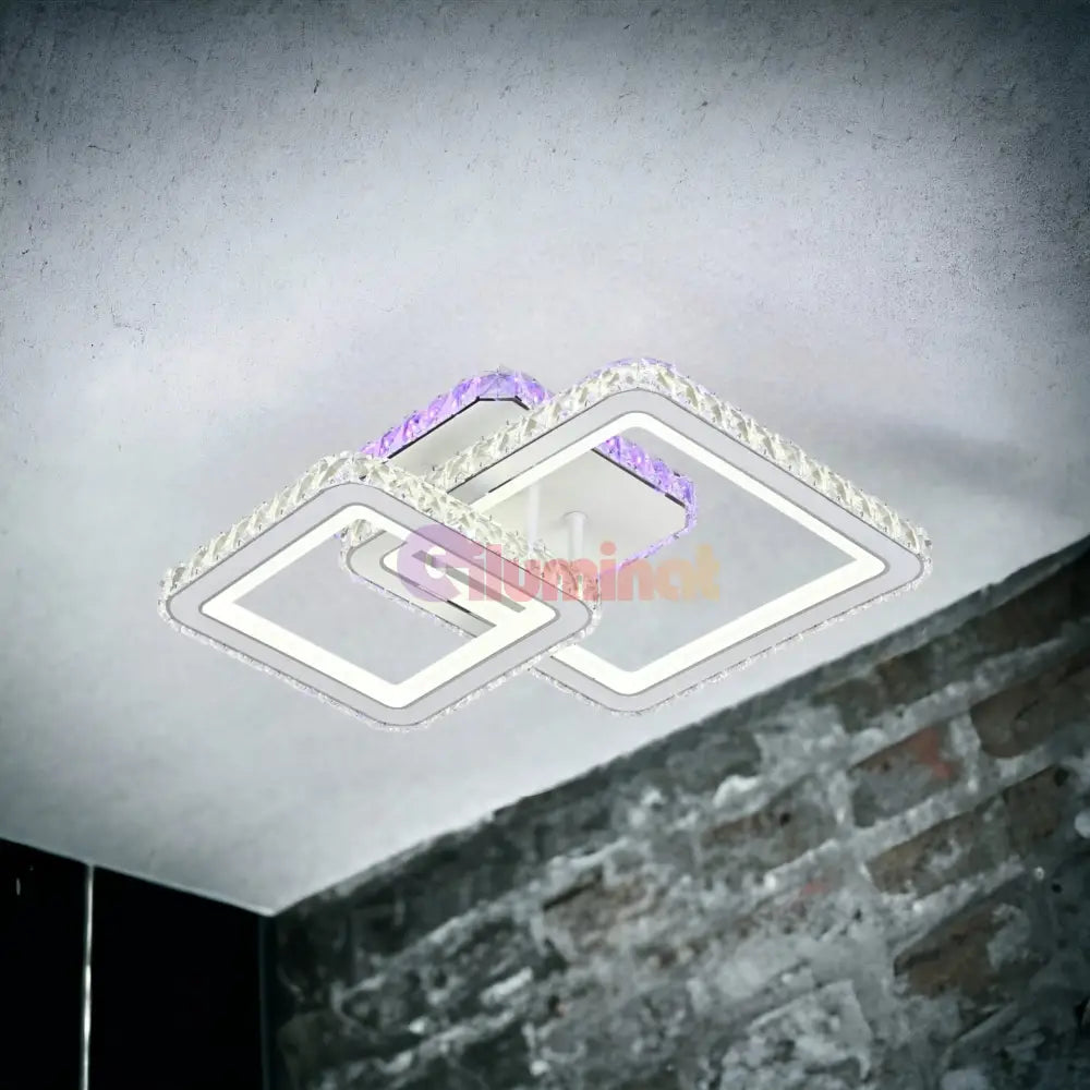 Lustra Led 126W 1 + 1 Square Alb Rgb Cristal Echivalent 400W Lighting Fixtures
