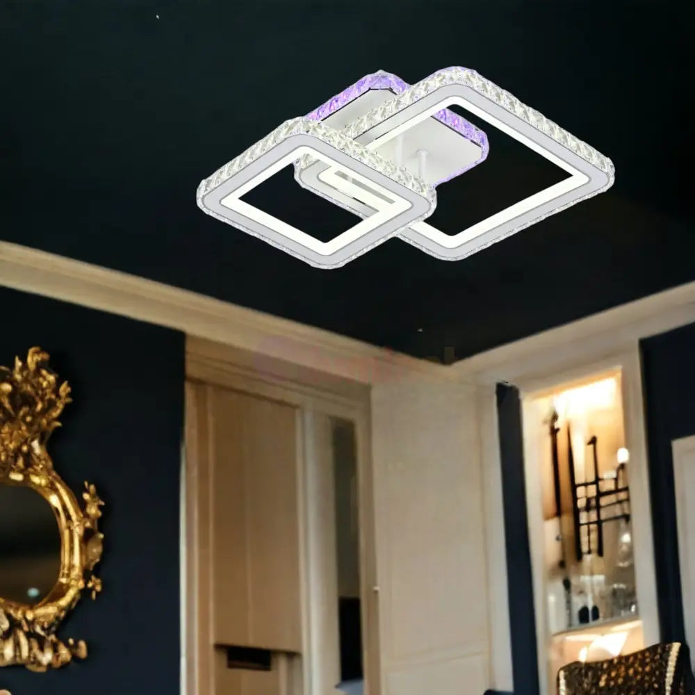 Lustra Led 126W 1 + 1 Square Alb Rgb Cristal Echivalent 400W Lighting Fixtures