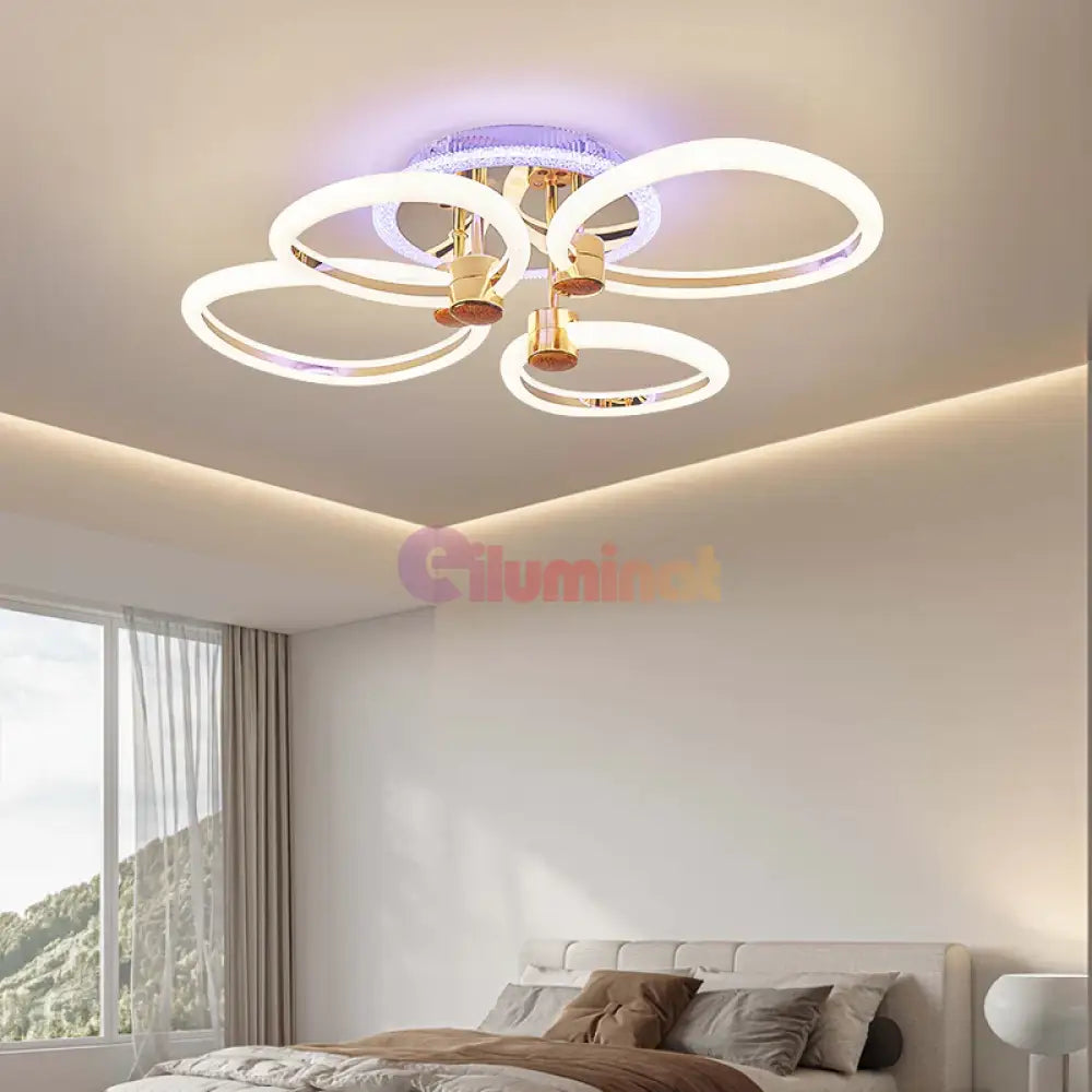 Lustra Led 126W Athena Gold Rgb Telecomanda Lighting Fixtures