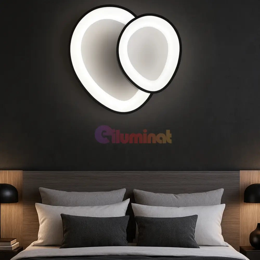 Lustra LED 146W Halo Duo Echivalent 580W Telecomanda NEAGRA / MINIMALIST DESIGN Wall Light Fixtures