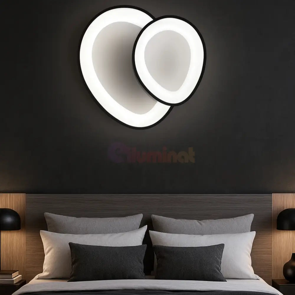 Lustra LED 146W Halo Duo Echivalent 580W Telecomanda NEAGRA / MINIMALIST DESIGN Wall Light Fixtures
