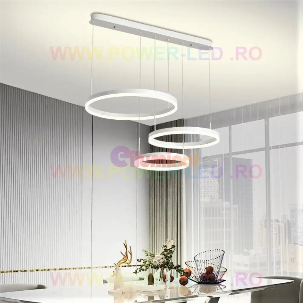 Lustra Led 150W Cassandra Circle Alba 3 Segmente Echivalent 600W Lighting Fixtures