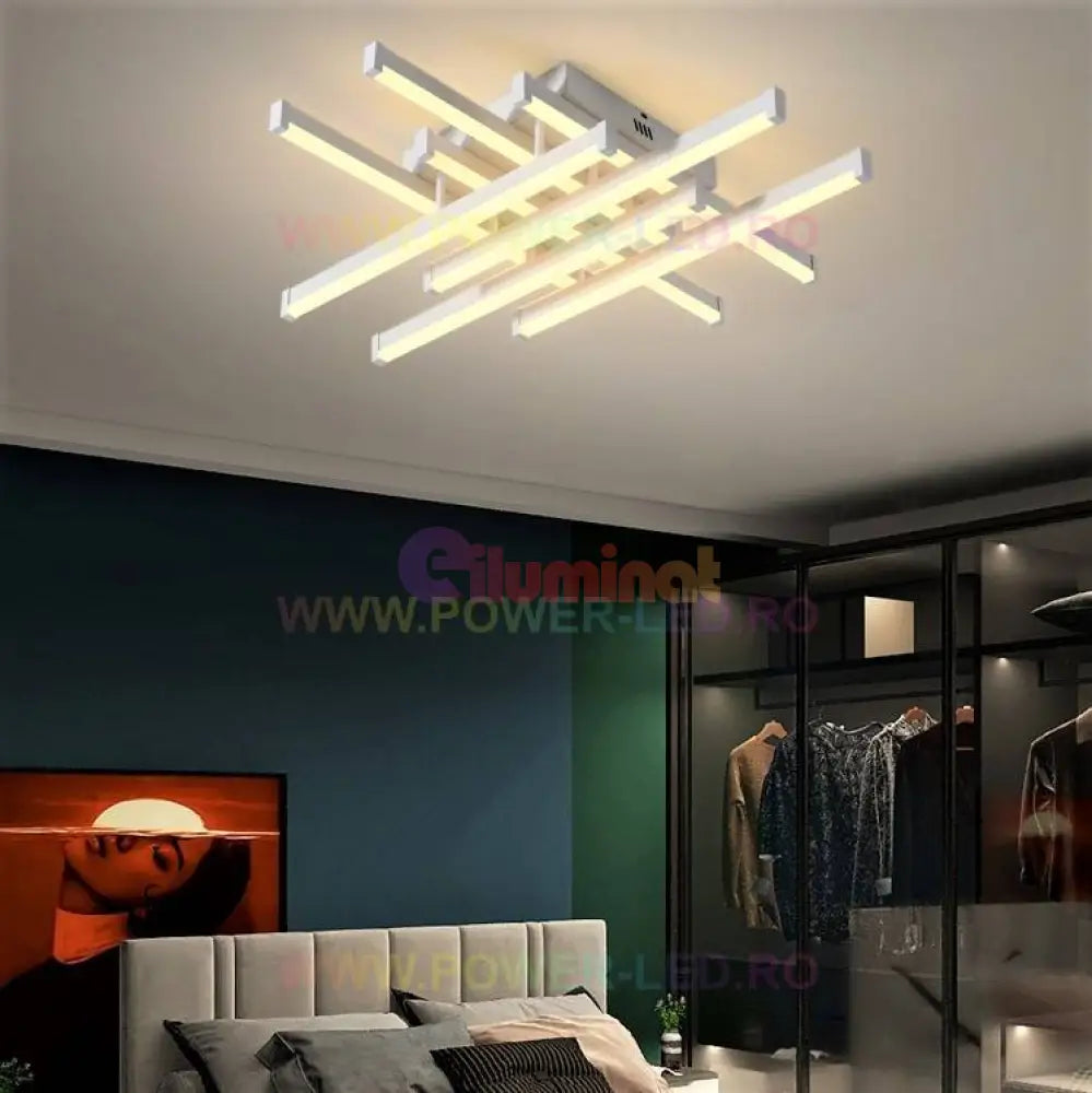 Lustra Led 160W 8 Lines Design Alba Telecomanda Lighting Fixtures