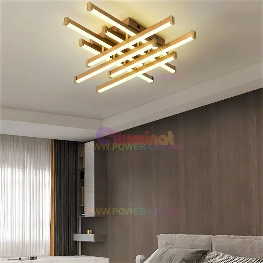 Lustra Led 160W 8 Lines Design Gold Telecomanda Lighting Fixtures