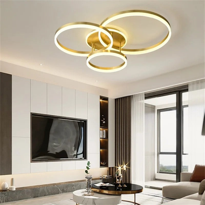 Lustra LED 154W GOLD CIRCLE Design Telecomanda