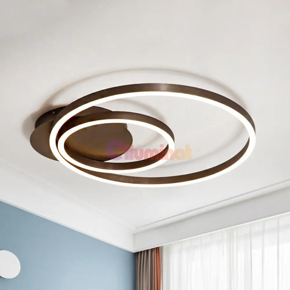 Lustra Led 160W Brown 2 Rings Telecomanda Ceiling Light