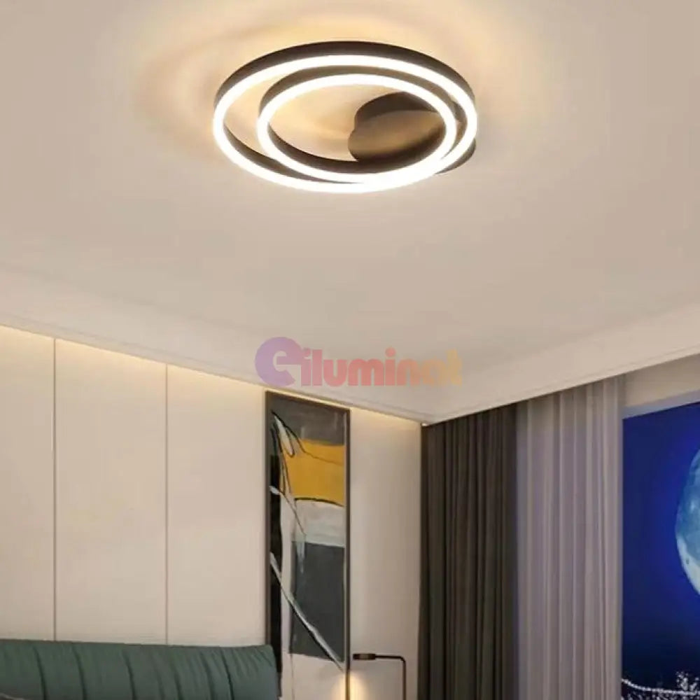 Lustra Led 160W Brown 2 Rings Telecomanda Ceiling Light