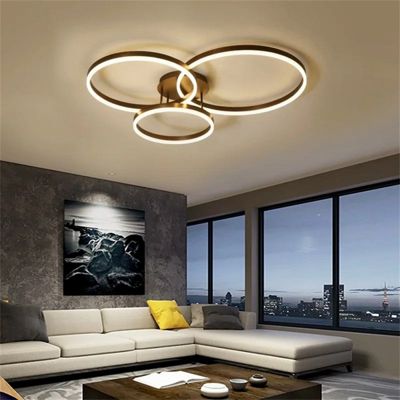 Lustra Led Beauty Brown Circle Echivalent 600W Telecomanda Lighting Fixtures