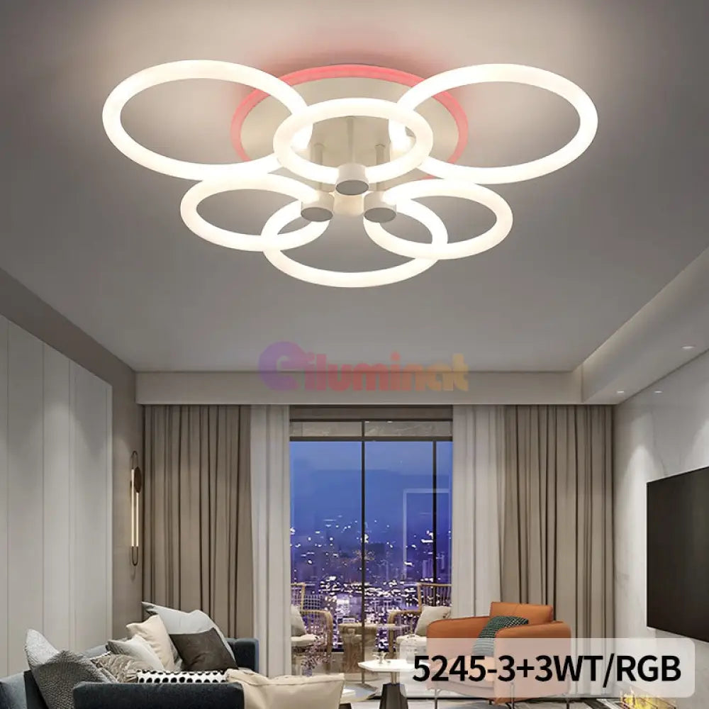 Lustra Led 172W Circle Ozn 3 + 3 Rgb Smart Telecomanda Lighting Fixtures