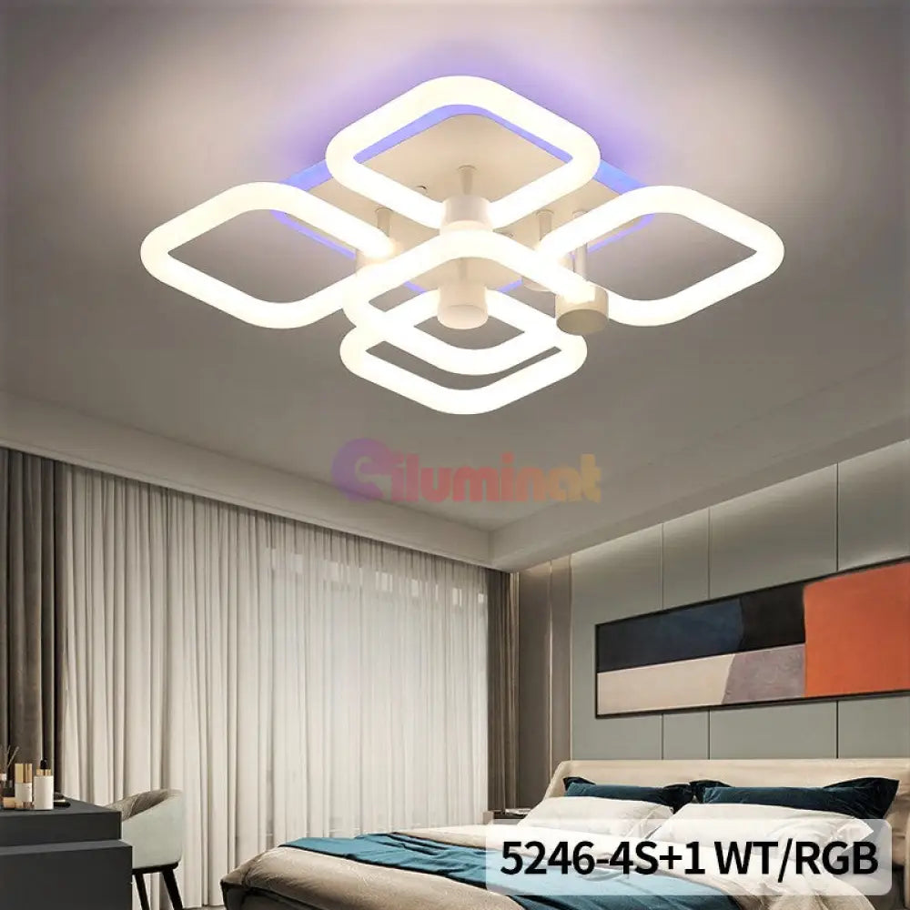 Lustra Led 172W Square 4 + 1 Rgb Smart Telecomanda Lighting Fixtures