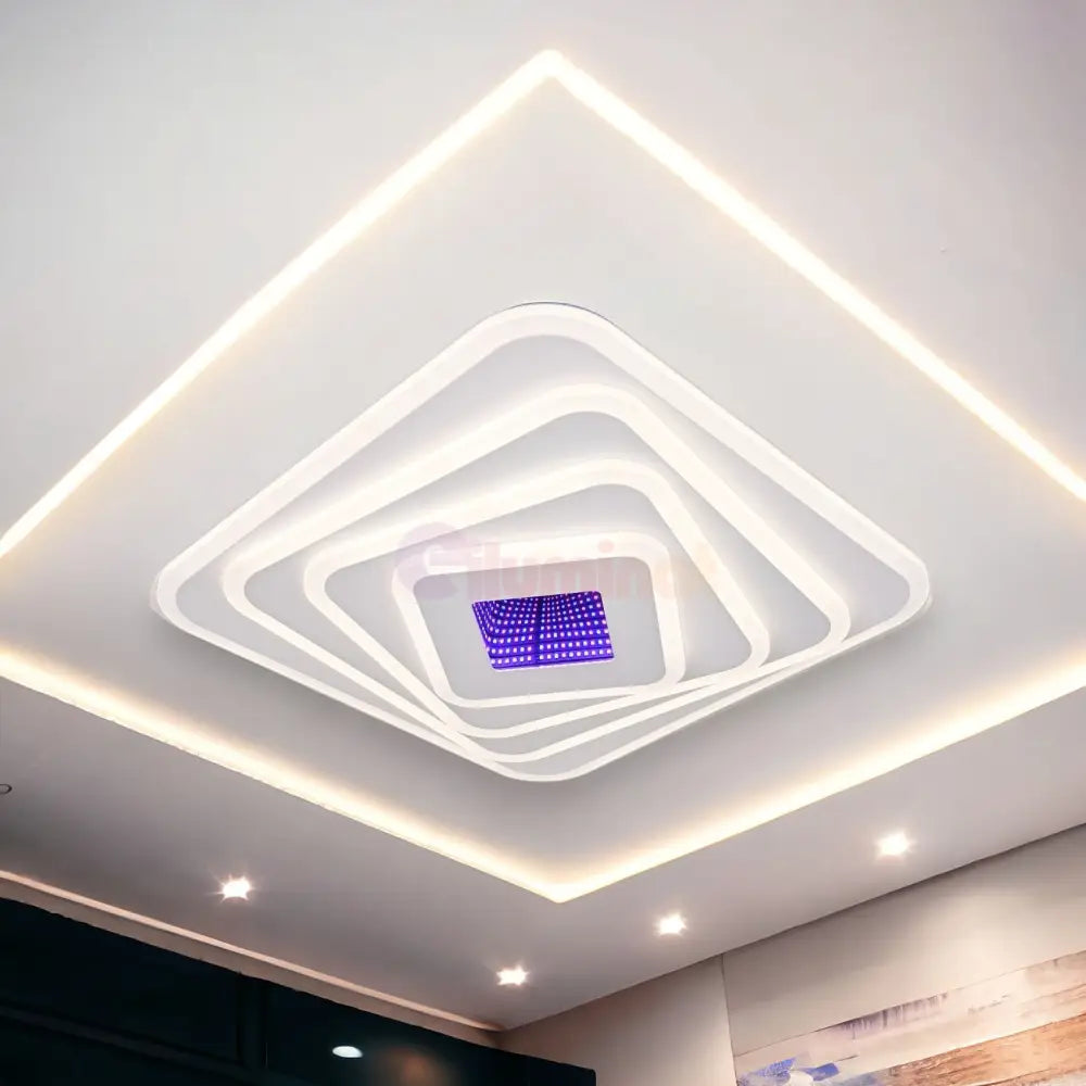 Lustra Led 174W Levels 3D Rgb Square Telecomanda Lighting Fixtures