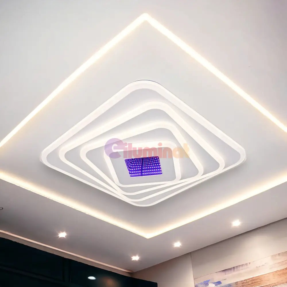 Lustra Led 174W Levels 3D Rgb Square Telecomanda Lighting Fixtures