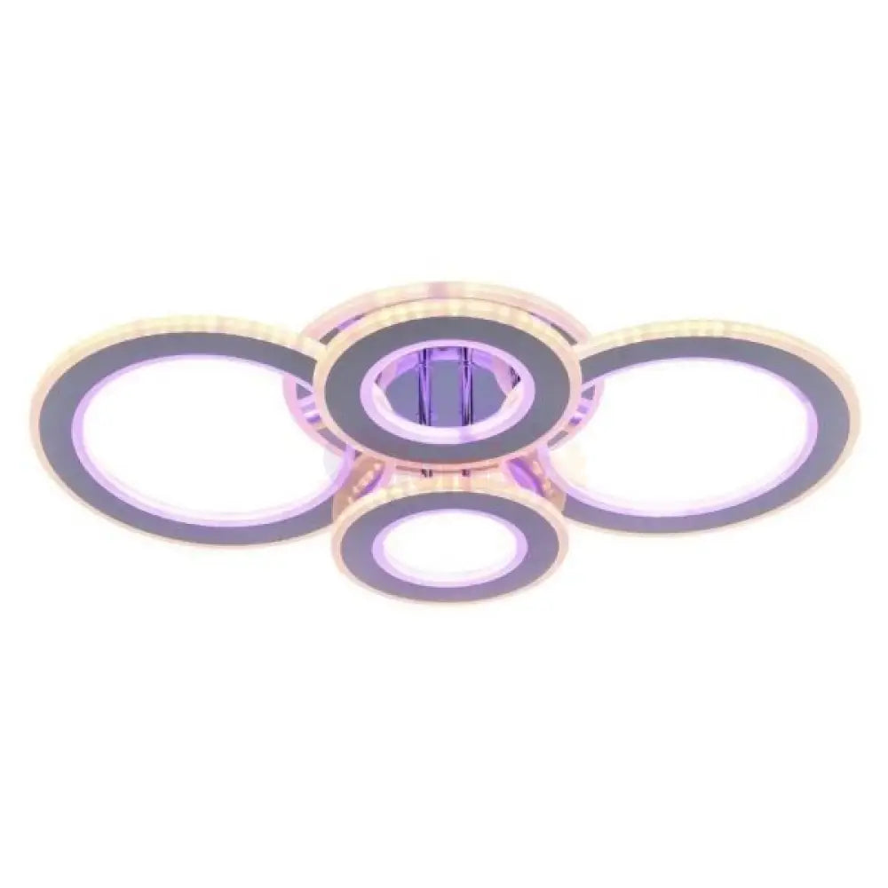 Lustra Led 176W 2 + 2 Circle Chrome Rgb-Mix Telecomanda Lighting Fixtures