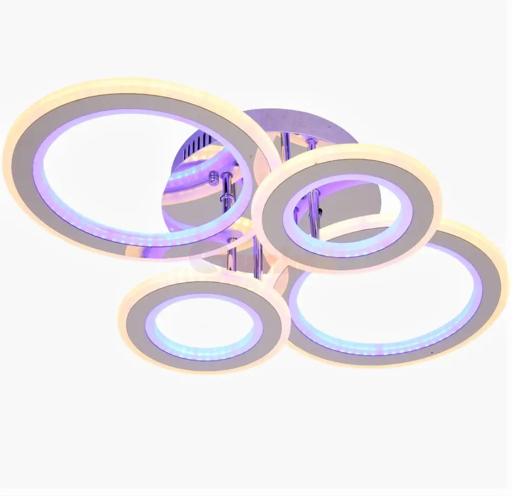 Lustra Led 176W 2 + 2 Circle Chrome Rgb-Mix Telecomanda Lighting Fixtures